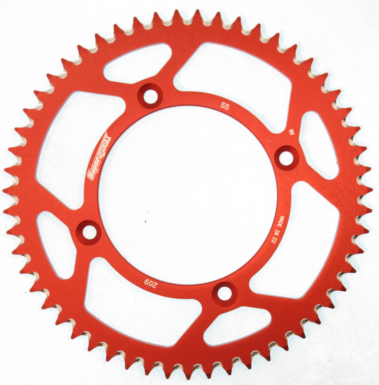 Rear ALU sprocket SUPERSPROX RAL-209:55-RED crven 55T, 420