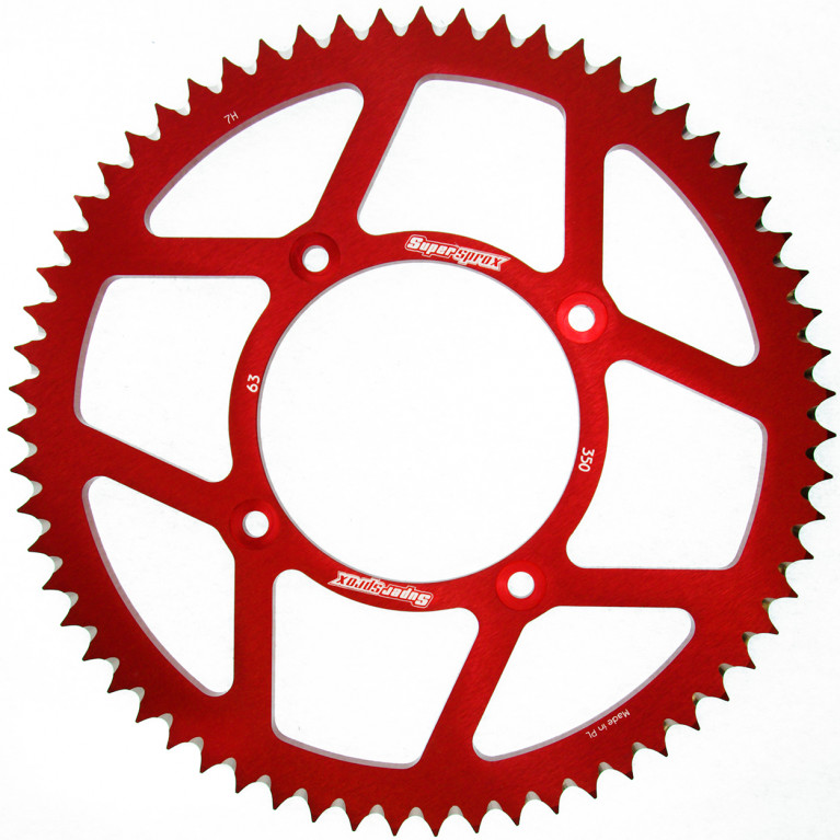Rear ALU sprocket SUPERSPROX RAL-350:63-RED crven 63T, 428