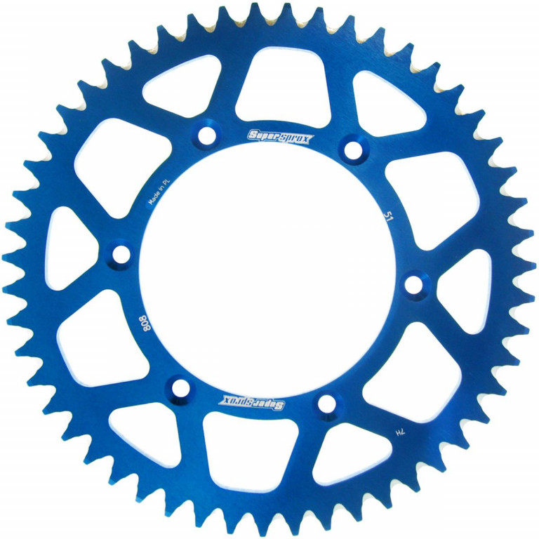 Rear ALU sprocket SUPERSPROX RAL-808:51-BLU plavi 51T, 520