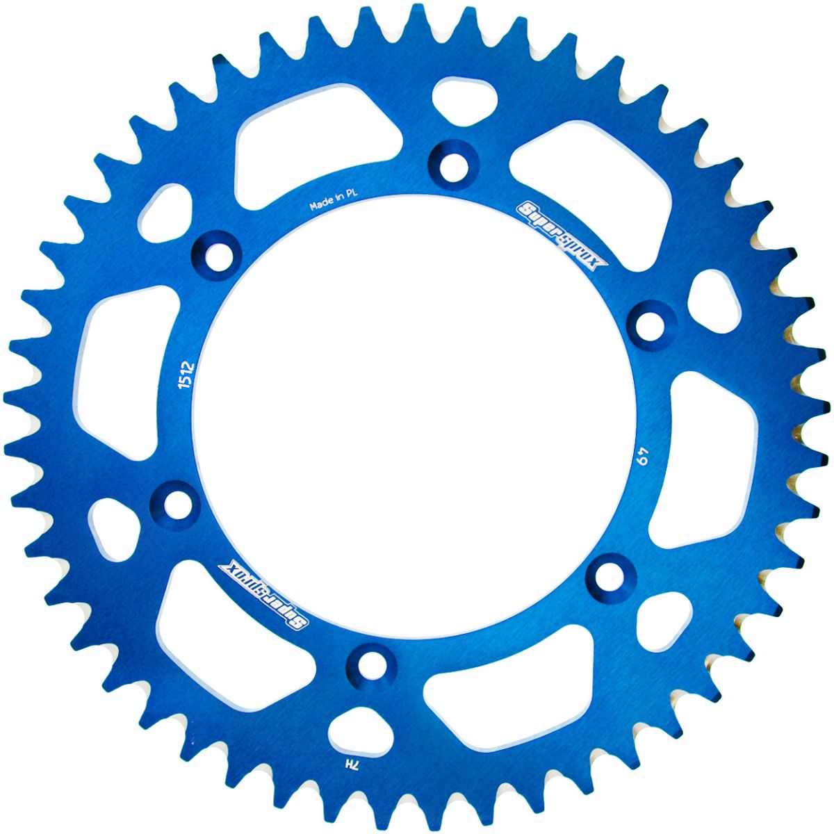 Rear ALU sprocket SUPERSPROX RAL-1512:49-BLU plavi 49T, 520