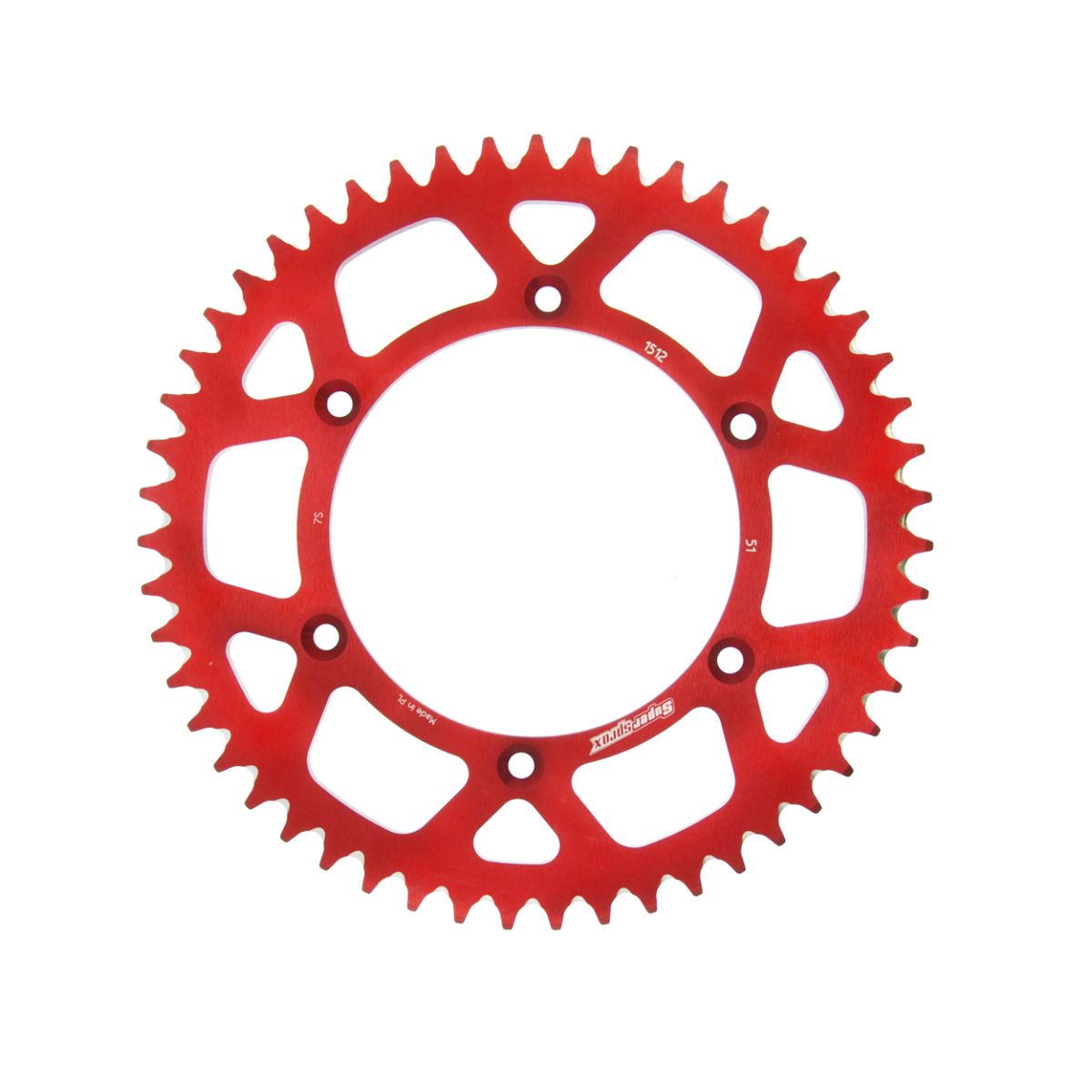 Rear ALU sprocket SUPERSPROX RAL-1512:51-RED crven 51T, 520