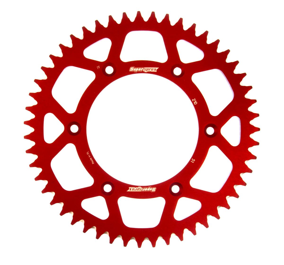 Rear ALU sprocket SUPERSPROX RAL-210:51-RED crven 51T, 520