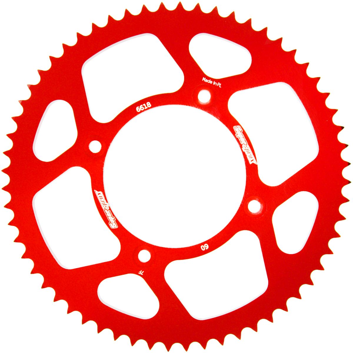Rear ALU sprocket SUPERSPROX RAL-6618:60-RED crven 60T, 420