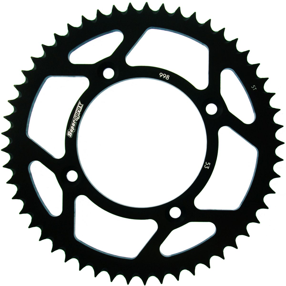 Rear ALU sprocket SUPERSPROX RAL-998:53-BLK Crni 53T, 428