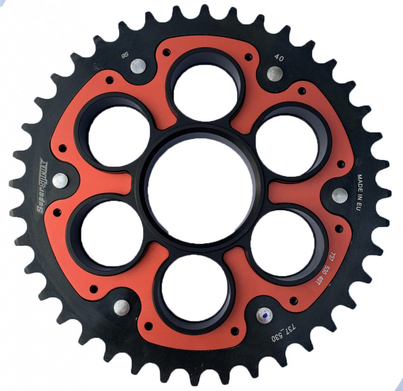 Rear sprocket STEALTH with alloy disc SUPERSPROX RSA-737_530:40-RED Crven 40T, 520