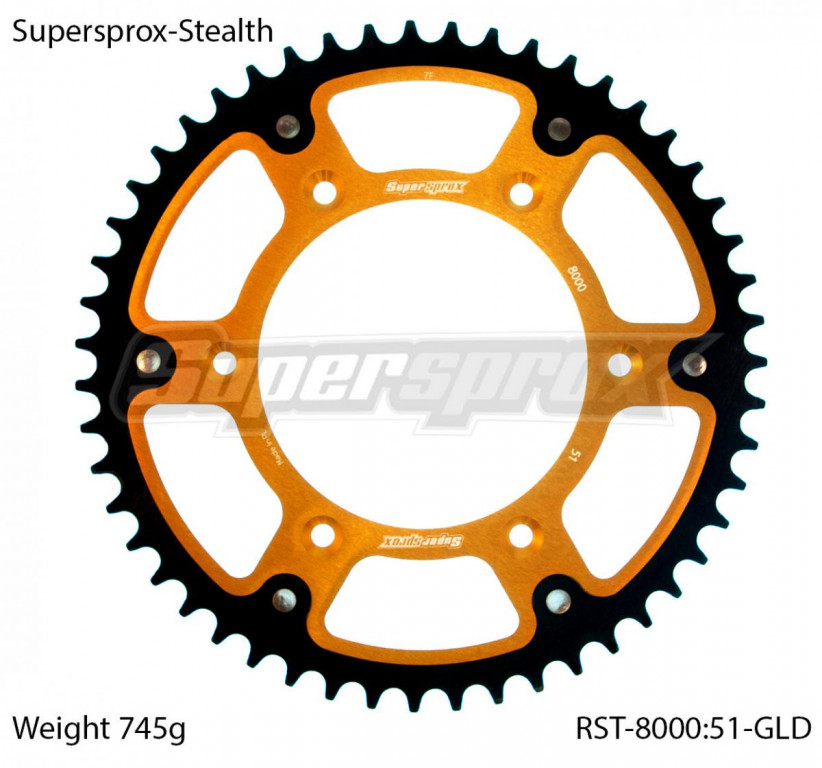 Lančenik zadnji SUPERSPROX STEALTH RST-8000:51-GLD zlato 51T, 520