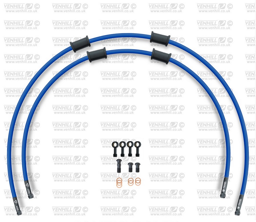 RACE Front brake hose kit Venhill POWERHOSEPLUS YAM-2003FB-SB (2 hoses in kit) Solid blue hoses, black fittings