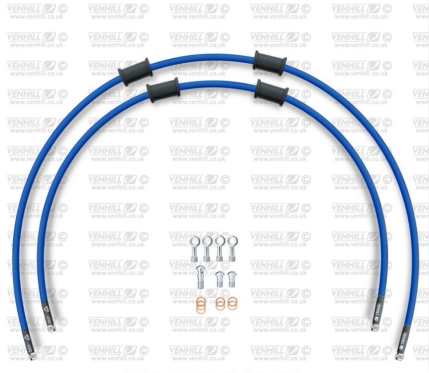 RACE Front brake hose kit Venhill POWERHOSEPLUS YAM-2003F-SB (2 hoses in kit) Solid blue hoses, chromed fittings