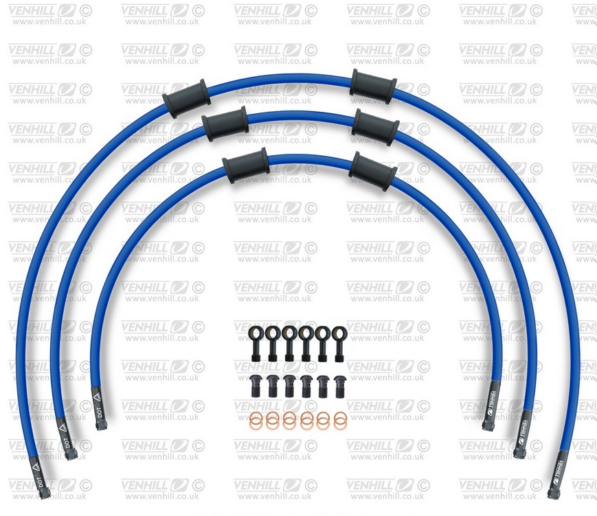 STANDARD Front brake hose kit Venhill POWERHOSEPLUS SUZ-7015FB-SB (3 hoses in kit) Solid blue hoses, black fittings