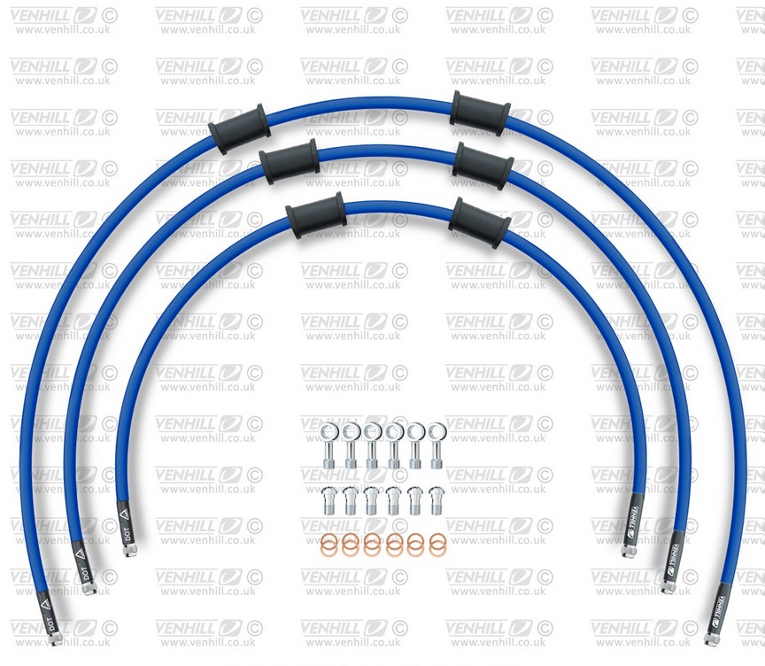 STANDARD Front brake hose kit Venhill POWERHOSEPLUS SUZ-7012FS-SB (3 hoses in kit) Solid blue hoses, stainless steel fittings