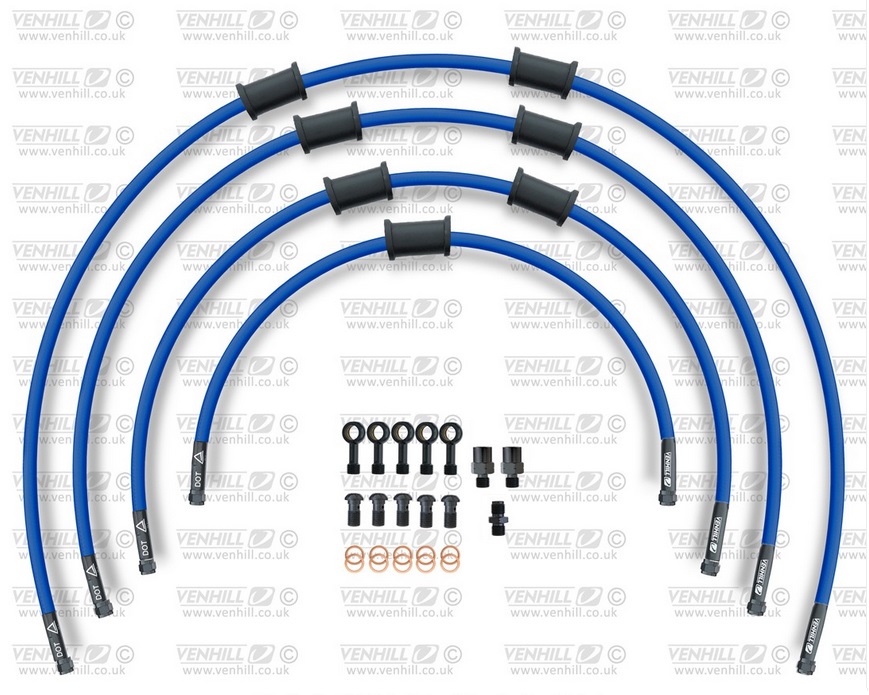 STANDARD Front brake hose kit Venhill POWERHOSEPLUS SUZ-5004FB-SB (4 hoses in kit) Solid blue hoses, black fittings