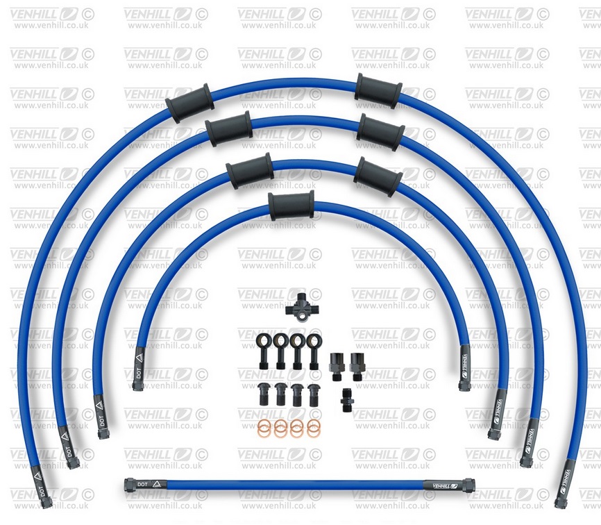STANDARD Front brake hose kit Venhill POWERHOSEPLUS SUZ-2006FS-SB (5 hoses in kit) Solid blue hoses, stainless steel fittings