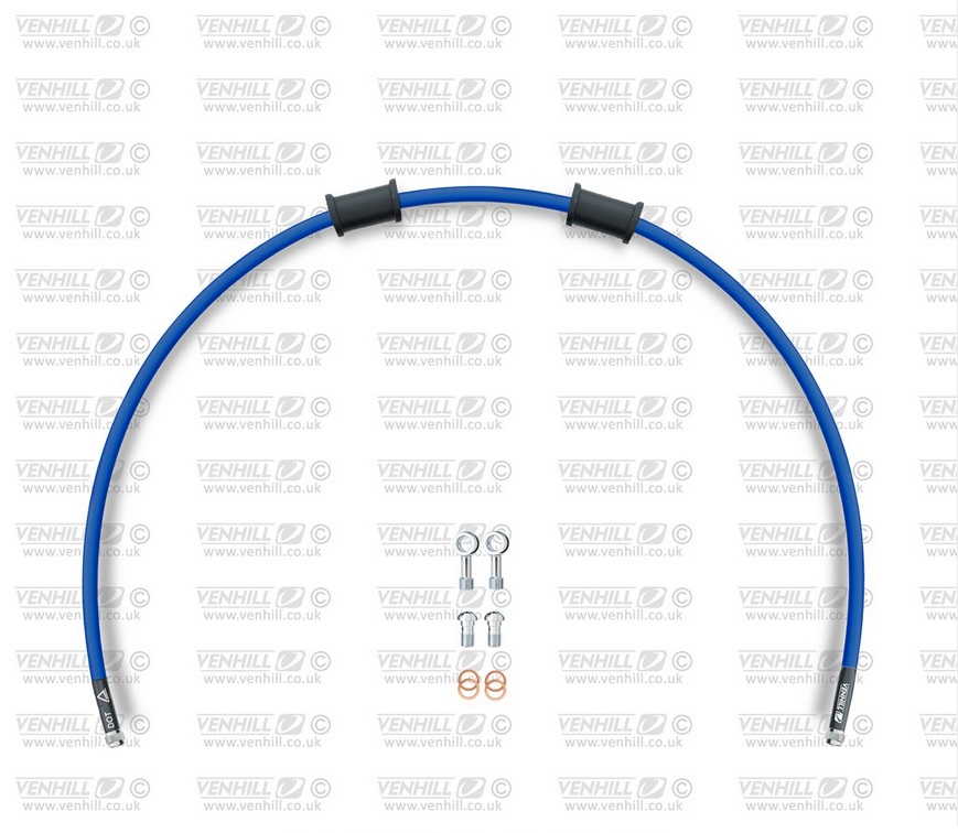 Clutch hose kit Venhill POWERHOSEPLUS HON-4005C-SB (1 hose in kit) Solid blue hoses, chromed fittings