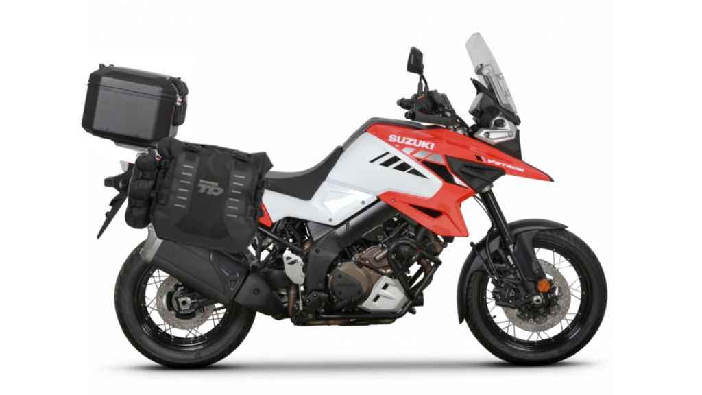 Complete set of SHAD TERRA TR40 adventure saddlebags and SHAD TERRA BLACK aluminium 48L topcase, including mounting kit SHAD SUZUKI DL 1000 V-Strom/ DL 1050 V-Strom
