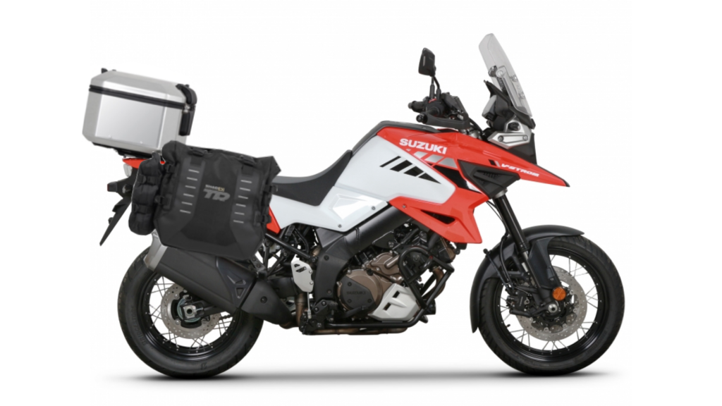 Complete set of SHAD TERRA TR40 adventure saddlebags and SHAD TERRA aluminium 55L topcase, including mounting kit SHAD SUZUKI DL 1000 V-Strom/ DL 1050 V-Strom