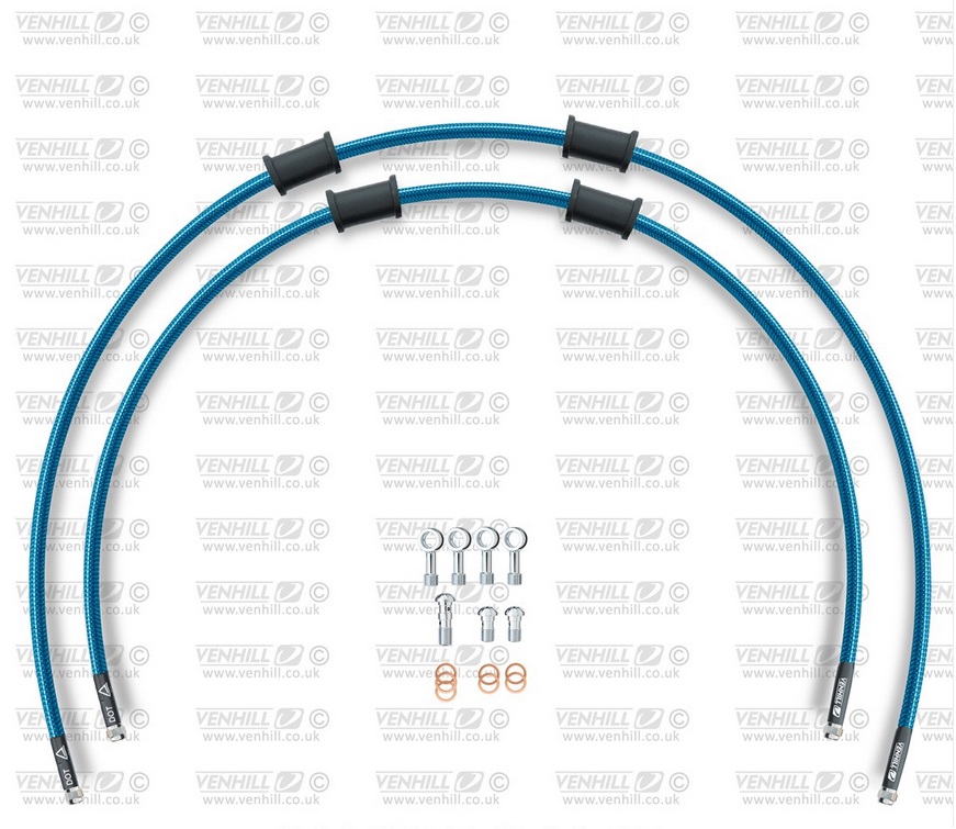 Rear brake hose kit Venhill POWERHOSEPLUS BMW-7004RS-TB (2 hoses in kit) Translucent blue hoses, stainless steel fittings