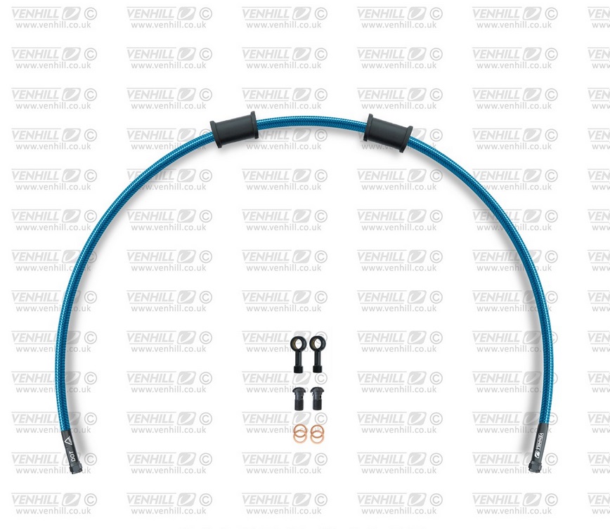 Rear brake hose kit Venhill POWERHOSEPLUS HON-10004RB-TB (1 hose in kit) Translucent blue hoses, black fittings