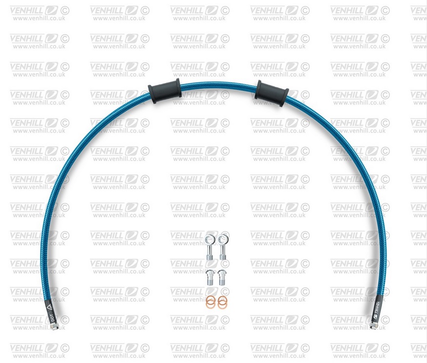 Rear brake hose kit Venhill POWERHOSEPLUS HON-10004R-TB (1 hose in kit) Translucent blue hoses, chromed fittings
