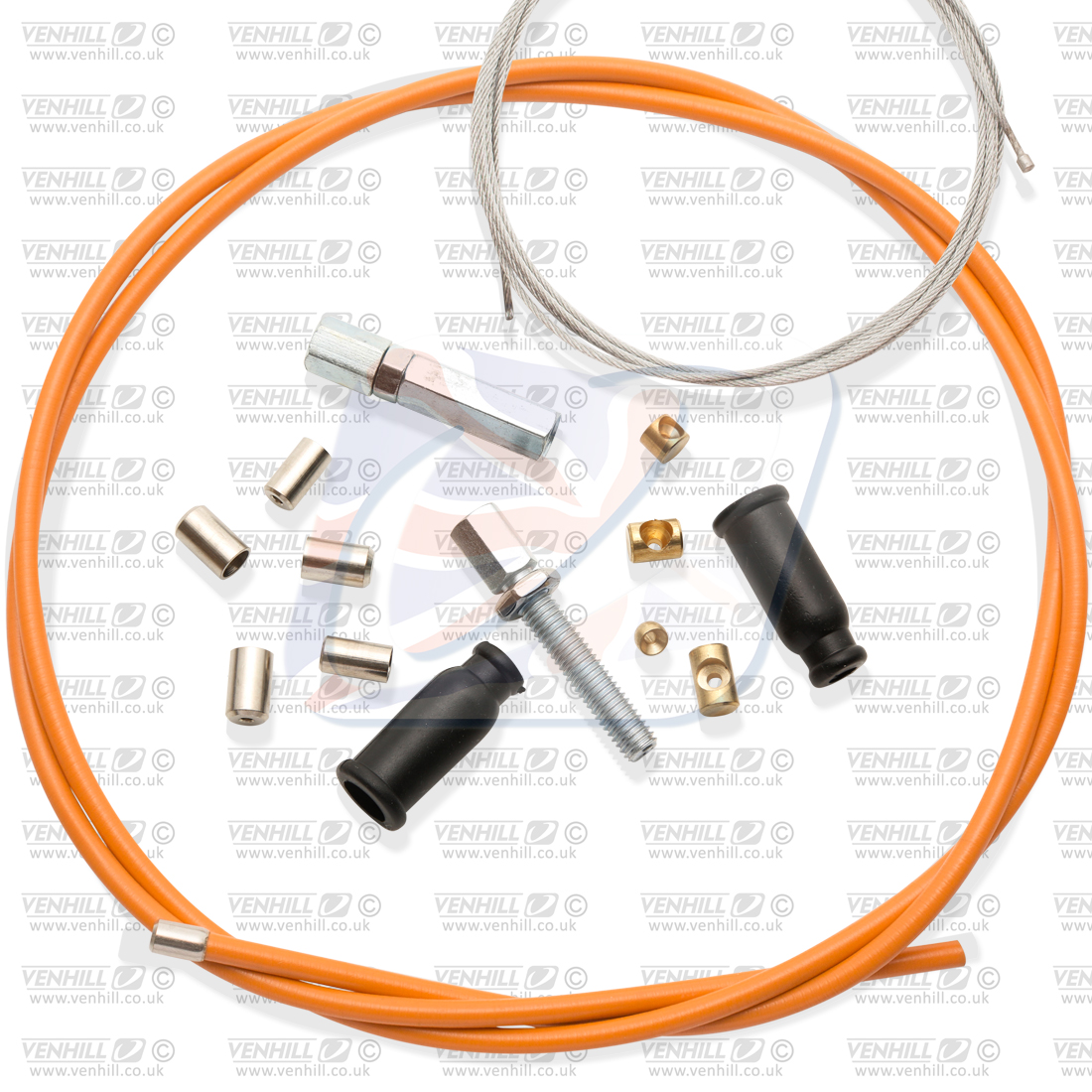 Universal throttle cable kit Venhill U01-4-100-OR 6mm OUTER (1.35m) Orange