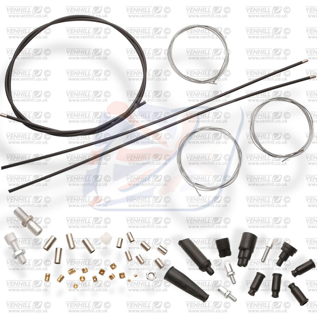 Universal throttle cable kit Venhill U01-4-125-BK Crni