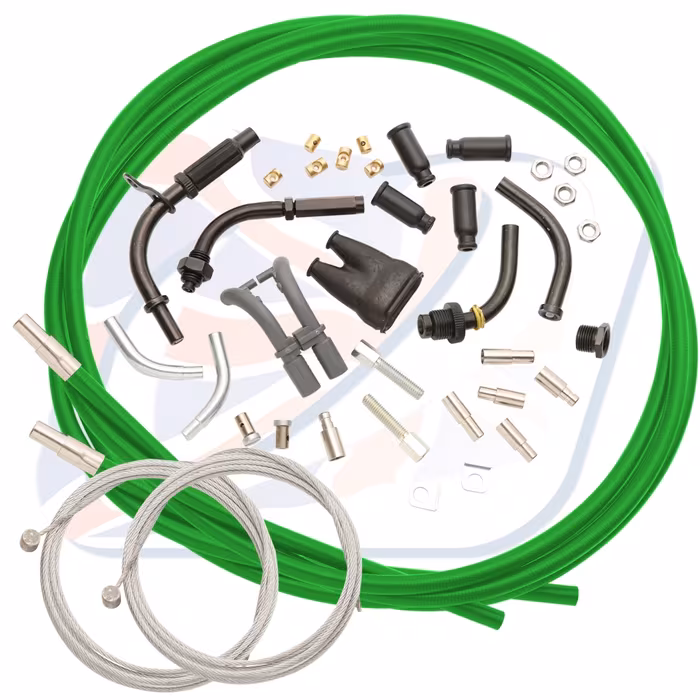 Universal twin throttle cable kit Venhill U01-4-151 2.35m Green