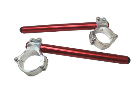 Aluminium-forged clip-ons ACCOSSATO CP003 with metal clamp composed of 2 half-rings 10 degrees inclination, red