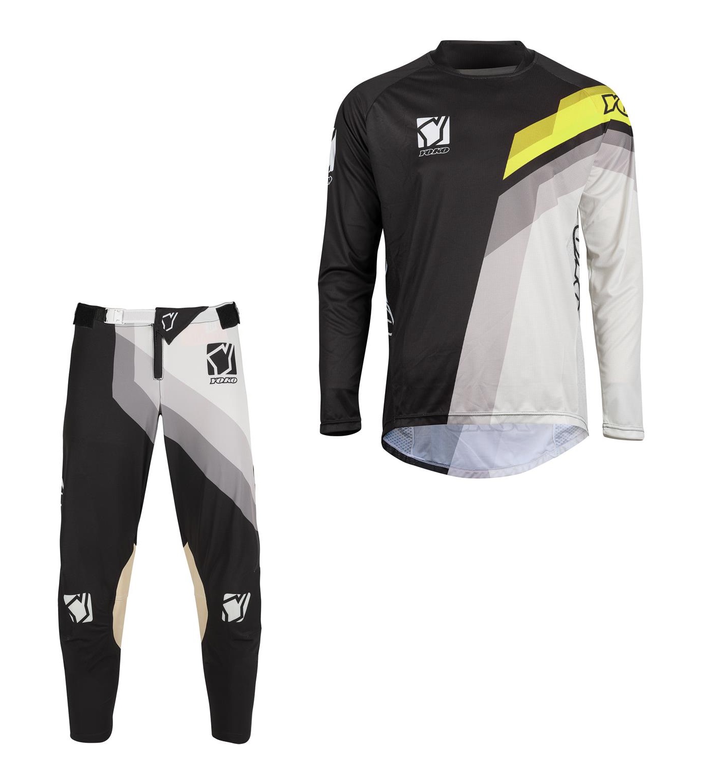 Set of MX pants and MX jersey YOKO VIILEE black/white; black/white/yellow 36 (XL)