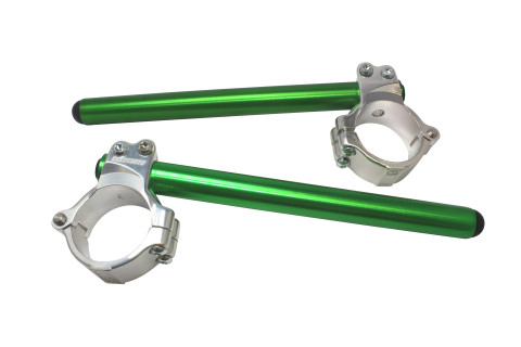 Aluminium-forged clip-ons ACCOSSATO CP003 with metal clamp composed of 2 half-rings 10 degrees inclination, green