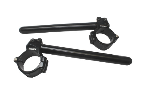 Aluminium-forged clip-ons ACCOSSATO CP003 with metal clamp composed of 2 half-rings 10 degrees inclination, black