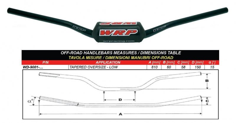 Handlebar WRP PRO-BAR Low Crni