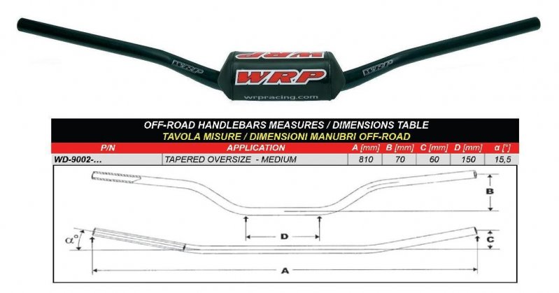 Handlebar WRP PRO-BAR Medium Crni