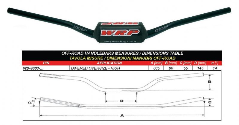 Handlebar WRP PRO-BAR High Crni