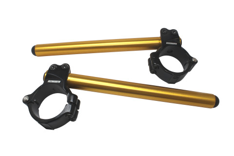 Aluminium-forged clip-ons ACCOSSATO CP003 with metal clamp composed of 2 half-rings 10 degrees inclination, gold