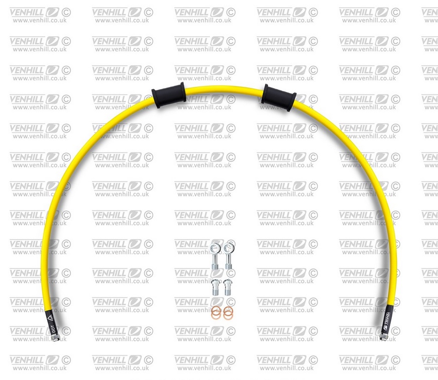 Rear brake hose kit Venhill POWERHOSEPLUS TRI-8003R-YE (1 hose in kit) Yellow hoses, chromed fittings